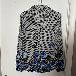 Express Black and Blue Patterned Button Down Shirt